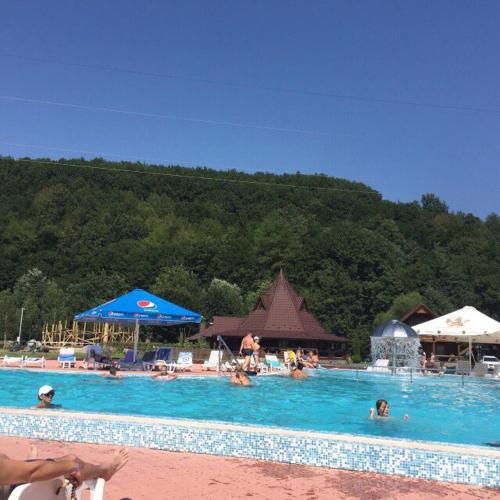 a group of people in a swimming pool at Polyana Apart in Polyana