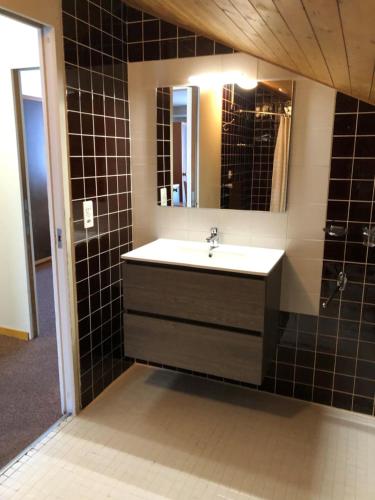 a bathroom with a sink and a mirror at Sport Palace in Crans-Montana