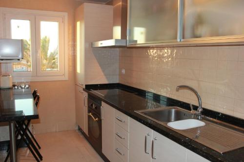 een keuken met een spoelbak en een aanrechtblad bij Villa Romana Roquetas in Roquetas de Mar