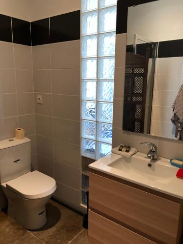 a bathroom with a toilet and a sink at Studio Saint Anne in Montpellier