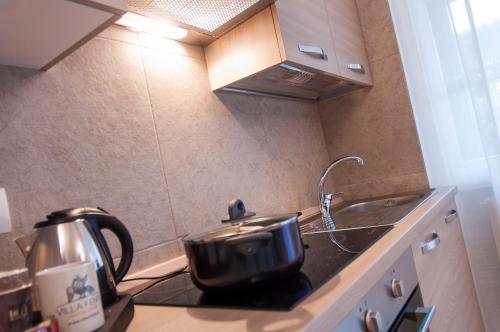 a kitchen with a sink and a tea kettle at VILLA FENIX OSIO SOTTO in Osio Sotto