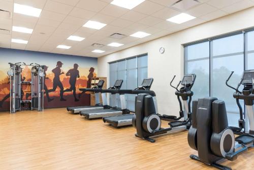 a gym with treadmills and elliptical machines at Hyatt Place Ann Arbor in Ann Arbor
