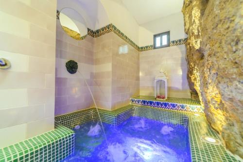 Casa Spa La Agueda y Robledo في Peñaflor: حمام مع حوض كبير مع دش