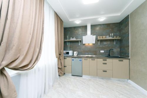 cocina con fregadero y encimera en Апартаменты Гмыри 12б, en Kiev