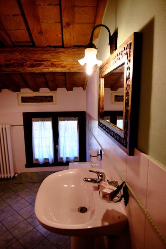 a bathroom with a sink and a mirror at Agriturismo la Strozza in Francolino