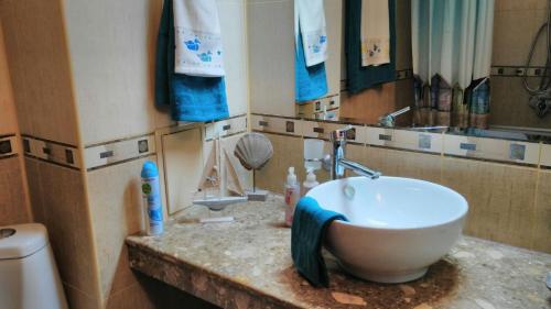 ein Badezimmer mit Waschbecken und Toilette in der Unterkunft Villa Bonita Apartment in Sonnenstrand