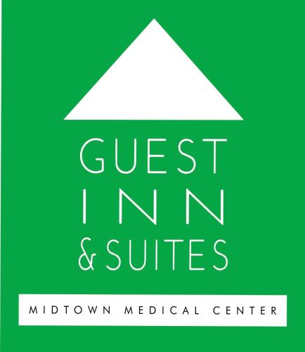 a green logo for the west inn inn and suites at Guest Inn & Suites - Midtown Medical Center in Little Rock