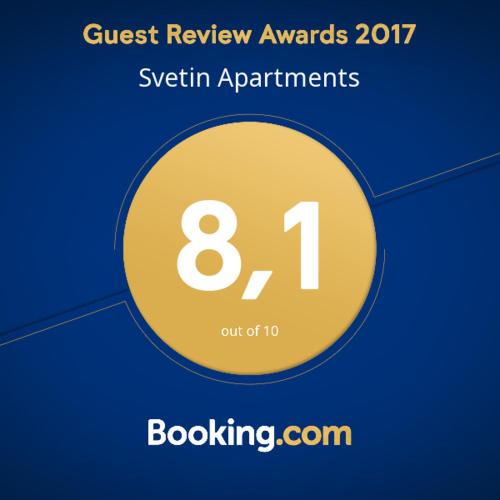 Sijil, anugerah, tanda atau dokumen lain yang dipamerkan di Svetin Apartments
