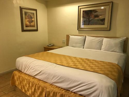 a hotel room with a large bed in a room at 777 Motor Inn in Sherman Oaks