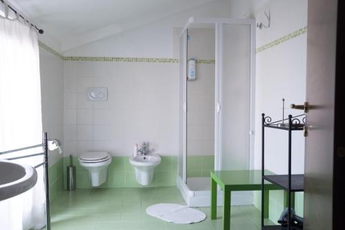 a bathroom with a toilet and a sink and a shower at Il Mulino in Guardiagrele