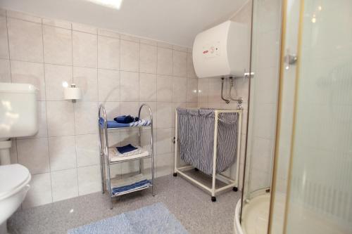 a bathroom with a shower and a toilet at Vila Nataly in Trogir