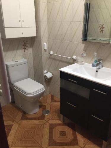 a bathroom with a white toilet and a sink at Apartamento Naron in Narón