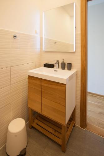 a bathroom with a sink and a toilet at Bella Vista Suites in Vis