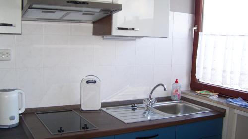 a kitchen counter with a sink and a sink at Österdeichstrich in Oesterdeichstrich