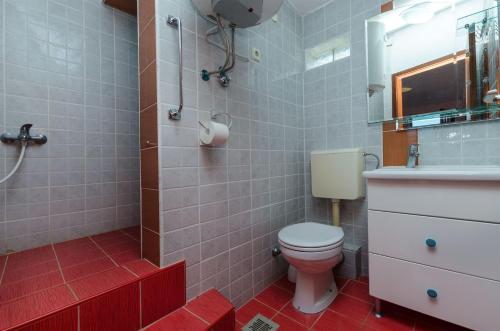 a bathroom with a toilet and a sink at House Barbarina in Rogač