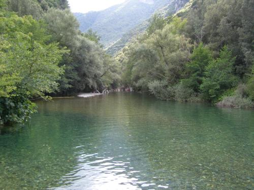 a river in the middle of a valley with trees at B&B Le Grazie in Piaggine