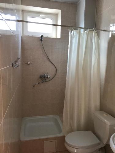 オリギンカにあるGostinitsa Morskoy Brizのバスルーム(シャワー、トイレ、シンク付)