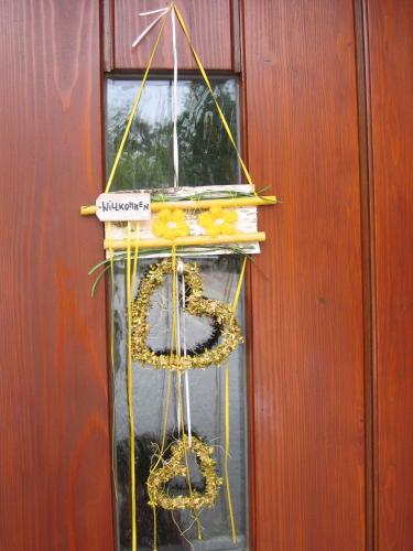 a window with a peace sign and a number on it at Haus Alpenglühn in Sautens