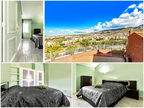 a collage of four pictures of a room with two beds at Apartment Calle Madrid in Adeje