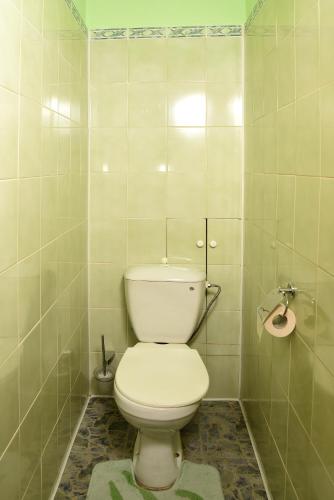 オムスクにあるпроспект Мира 66のタイル張りの客室で、バスルーム(白いトイレ付)が備わります。
