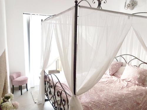 カセレスにあるCasa Palacio Muñoz Chavesのベッドルーム(天蓋付きベッド1台付)