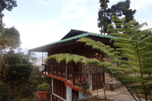 a house with a banana tree on the side of it at The Barfung Retreat in Gangtok