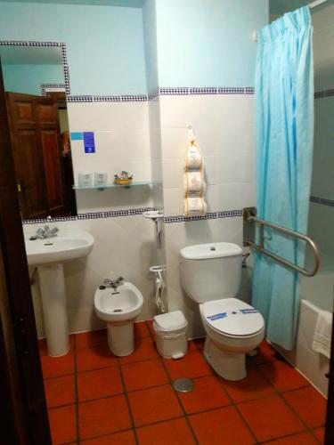 a bathroom with a toilet and a sink at Hotel De Mecina Fondales in Mecina Fondales