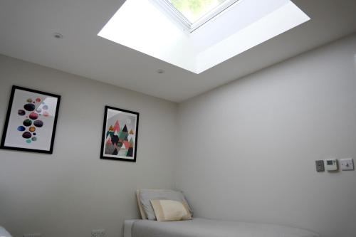 un soggiorno con lucernario e sedia di Hidden Gem a Brighton & Hove