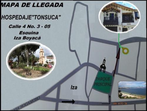 a map of la llorona with a picture of a building at Tonsuca in Iza