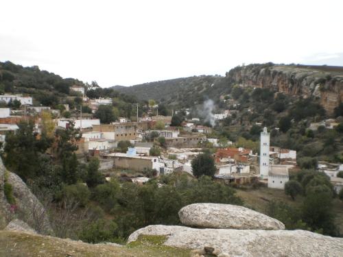 a view of a town on a mountain at Dar Zerhoune in Moulay Idriss Zerhoun