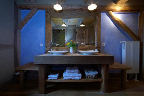 a bathroom with a large sink and a mirror at La Maison d'Artgile in Zimmersheim