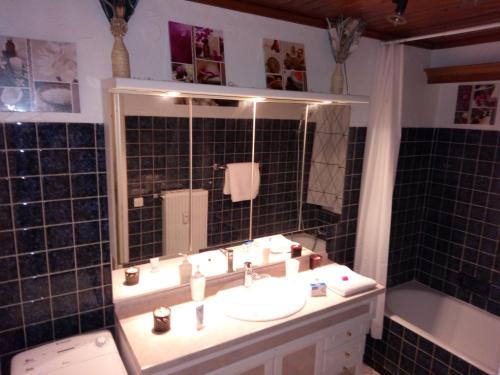 a bathroom with a sink and a mirror at Appartement 3 pièces in Saint-Louis