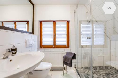 Et badeværelse på Apartment 81 qm, Messe/Exhibition Center