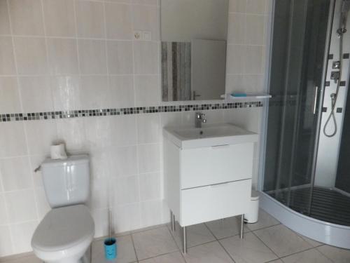 un bagno con wc, lavandino e doccia di Les 4 vents a Vineuil