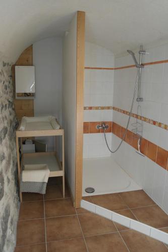 a bathroom with a shower and a sink at La Truelle in Seyne
