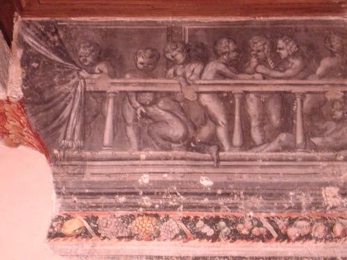 a painting of a group of people on a ledge at Hotel Locanda Dei Mai Intees in Azzate
