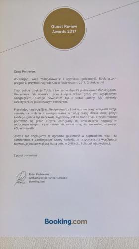 Certifikát, hodnocení, plakát nebo jiný dokument vystavený v ubytování Top Oder Apartments- private parking