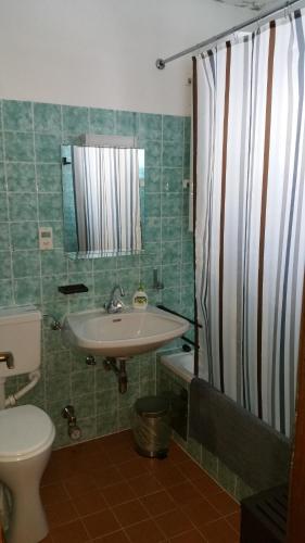 ein Bad mit einem Waschbecken und einem WC in der Unterkunft Mountain apartment Innerkrems in Innerkrems