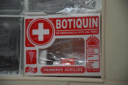 a plastic package with a red and white sign on it at Boutique Amaru Wasi in Cusco