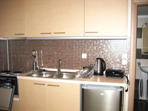 Virtuvė arba virtuvėlė apgyvendinimo įstaigoje TETYK Keramoti Hotel Apartments