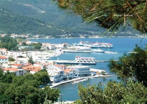 a view of a harbor with boats in the water at TETYK Keramoti Hotel Apartments in Keramotí