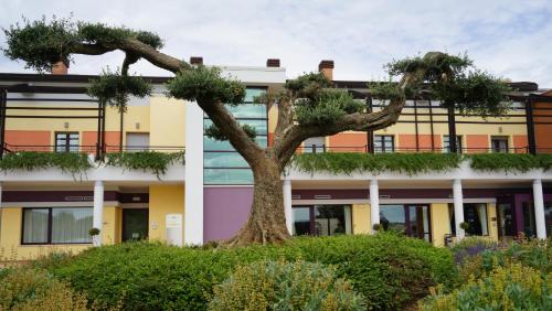 a building with a tree in front of it at Domus Hotel in Bagnoli del Trigno