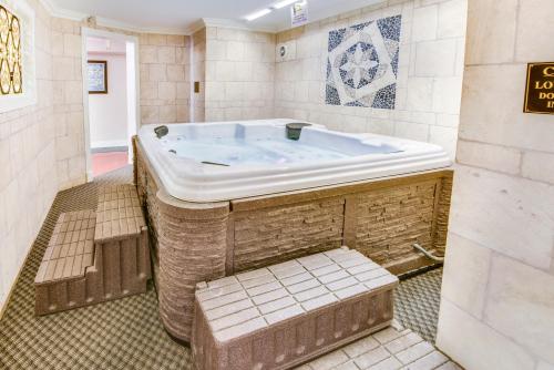 a bathroom with a large tub in a room at Plaza Suites Downtown New Orleans in New Orleans