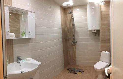 a bathroom with a sink and a toilet at Apartments Park Place in Sandanski