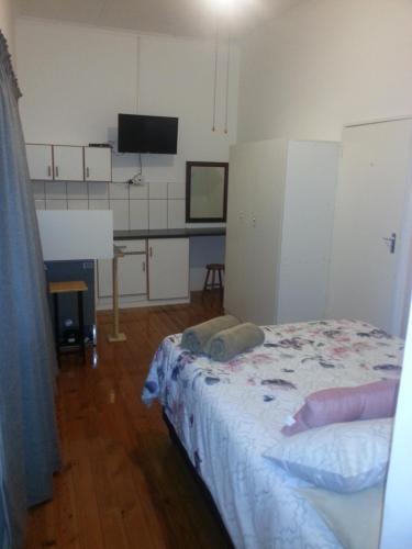 a bedroom with a bed and a television in it at The Hexagon Wildlife Conservation in Uitenhage