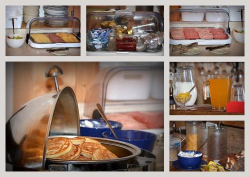 a collage of pictures of food in a kitchen at Penzion Bobešova bouda in Železná Ruda