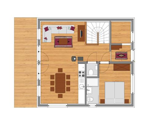 a floor plan of a small apartment premium vector at Jagdhütte in Lachtal