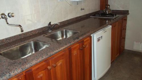 encimera de cocina con fregadero y lavavajillas en Nuna Ayni Apartments en Alta Gracia