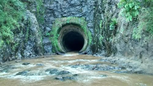 a tunnel in the middle of a river at Skyrock Inn in Kattappana