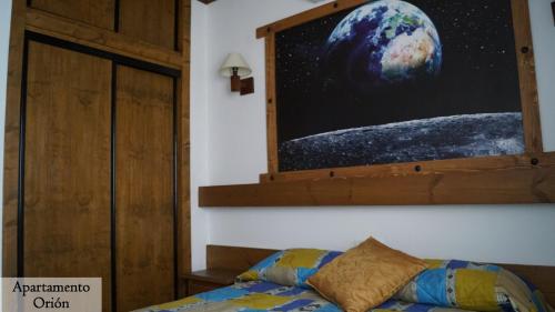 Cama o camas de una habitación en Apartamentos Estrellas de Monfragüe